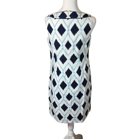 Talbots Petite Linen Blend Audrey Shift Dress Geometric 6P Vacation Nautical - Picture 4 of 10